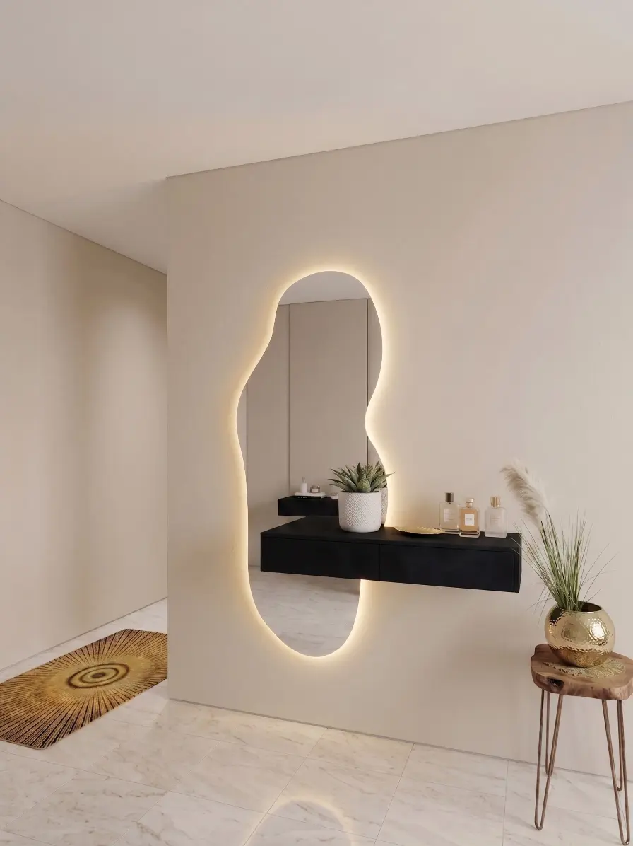 מראת ליאנה עם שידה חלקה בצבע שחור