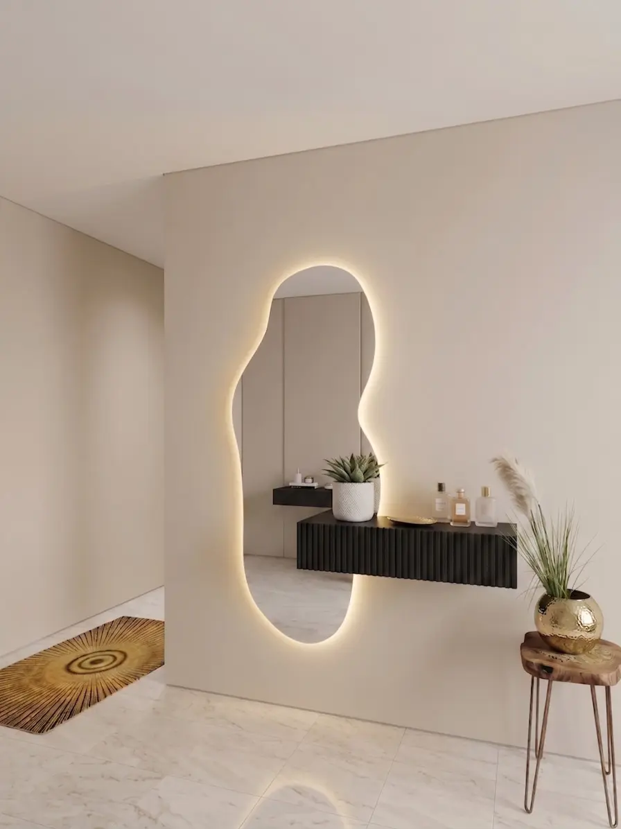 מראת ליאנה עם שידה עם פסים בצבע שחור