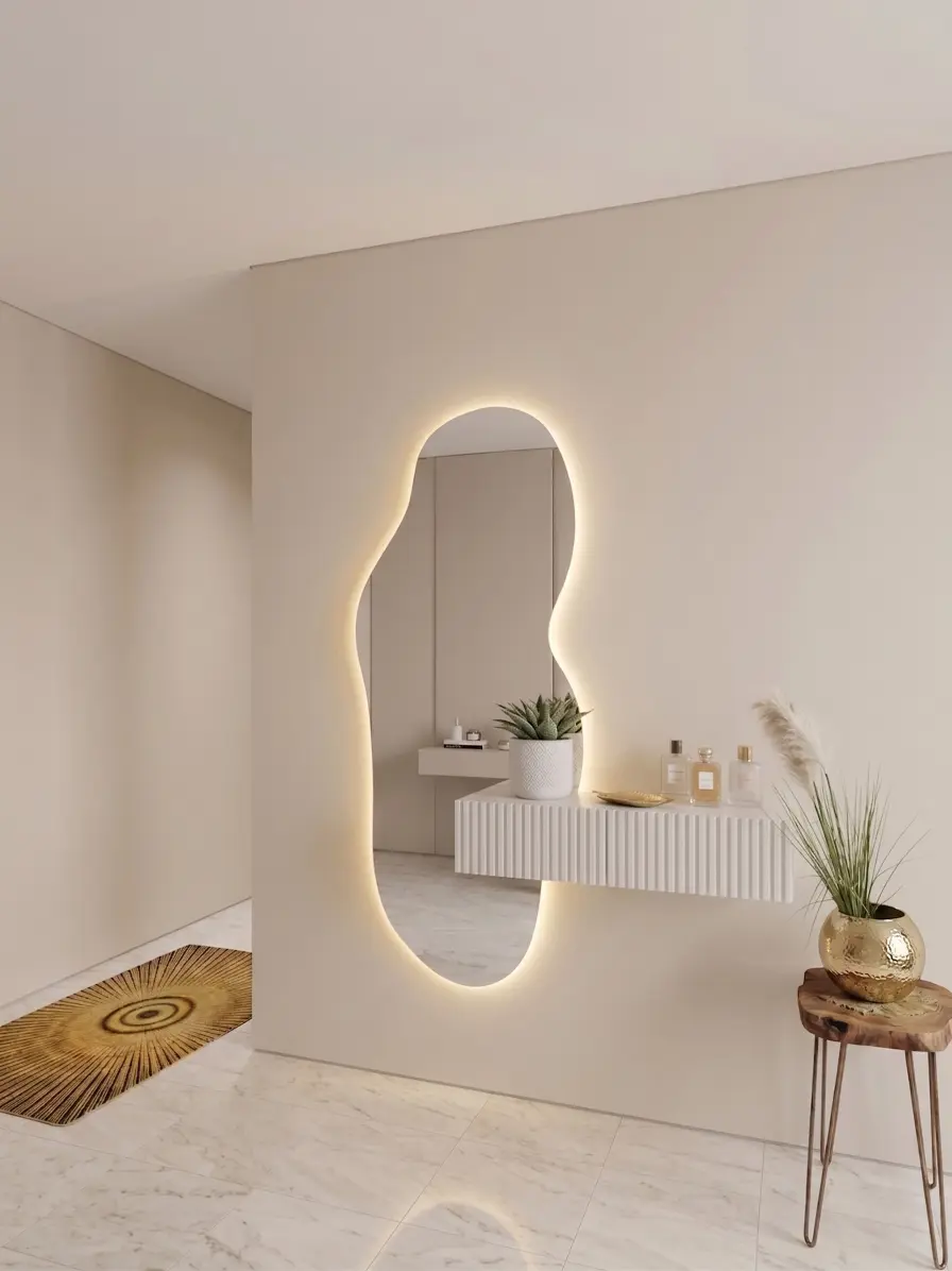 מראת ליאנה עם שידה עם פסים