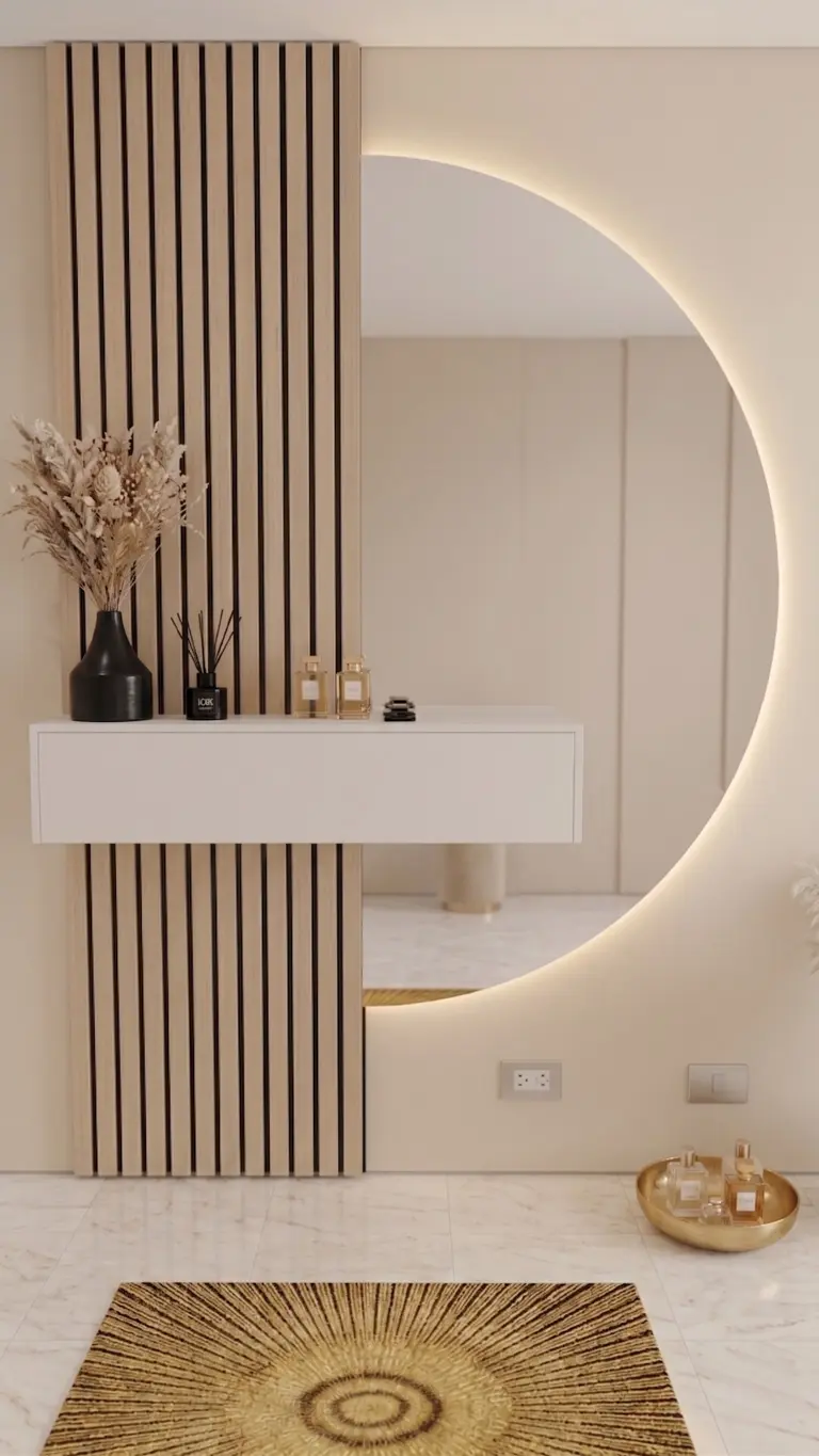 מראת ירח עם שידה חלקה