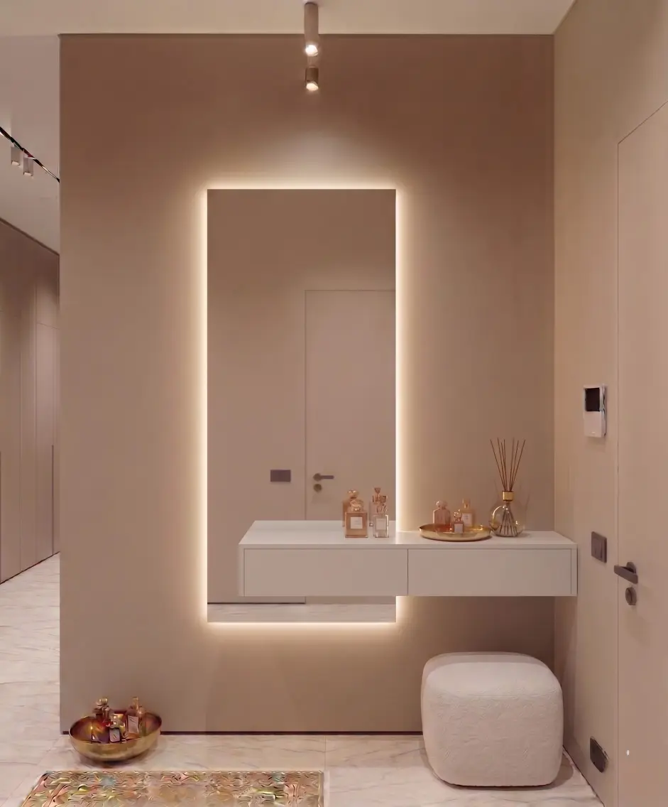 מראת סהר עם שידה חלקה