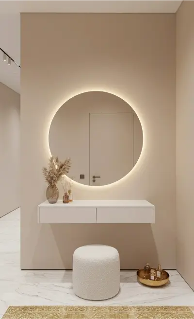 מראת סביון עם שידה חלקה