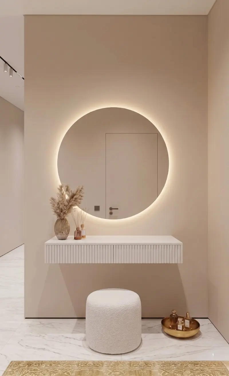 מראת סביון עם שידה עם פסים