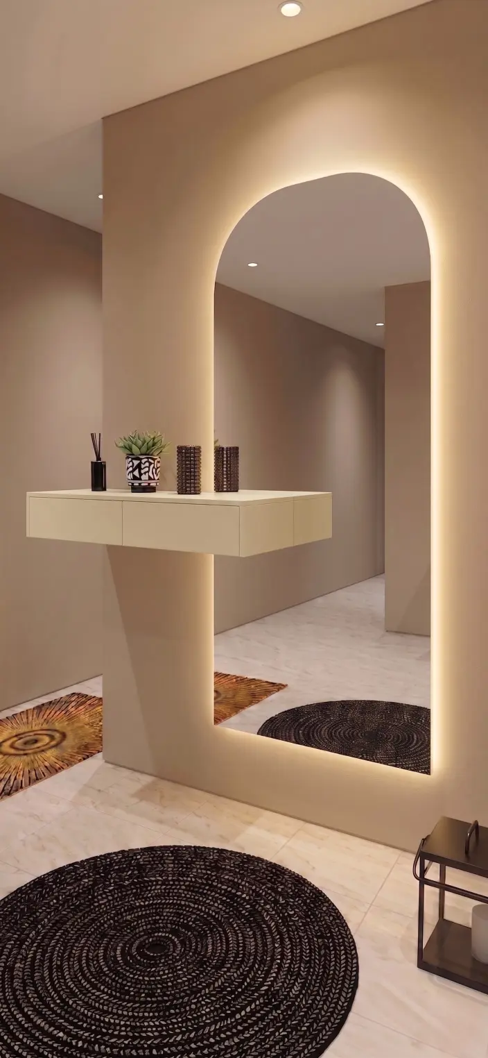 מראת אנאל עם שידה חלקה בצבע קרם