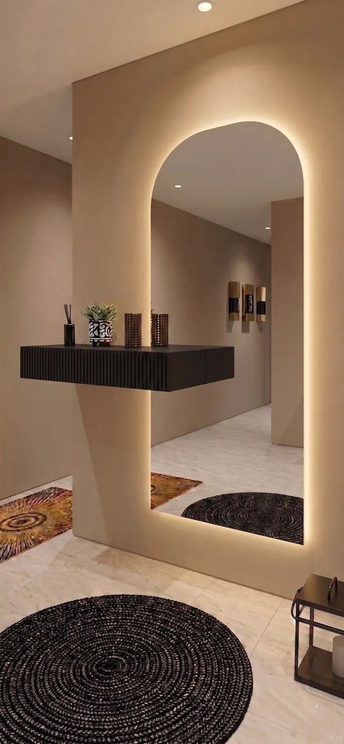 מראת אנאל עם שידה עם פסים בצבע שחור